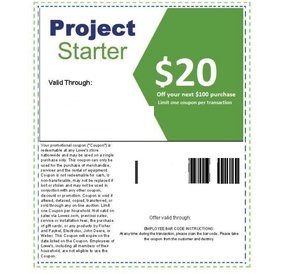 Printable home improvement Lowes $20 off $100 coupons
