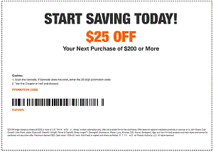 Home Depot $25 Off $200 Coupon - Emailed and PayPal Checkout