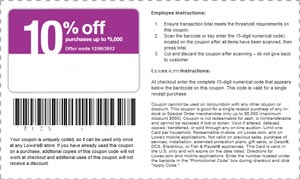 Lowe's 10% Off Coupon - Emailed with PayPal Payment Option