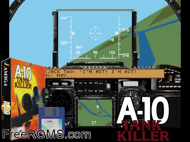 A-10tkiller Amiga game showing 3D box cover and gameplay screenshot