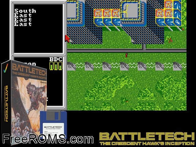 Battle Tech Amiga game showing 3D box cover and gameplay screenshot