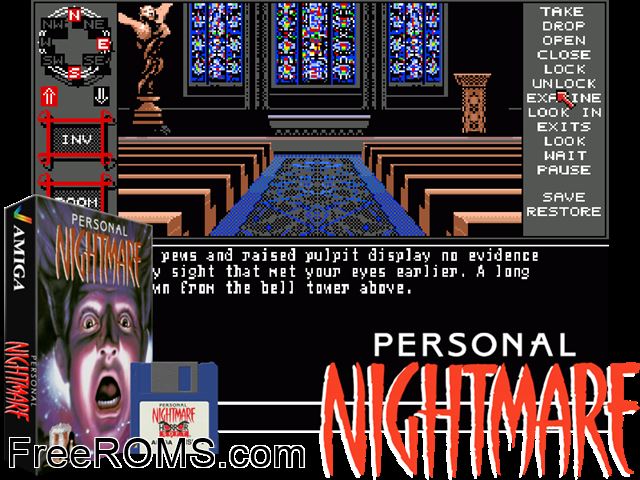 Personal Nightmare Amiga game showing 3D box cover and gameplay screenshot