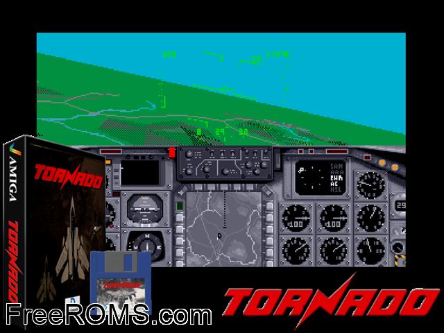 Tornado Amiga game showing 3D box cover and gameplay screenshot