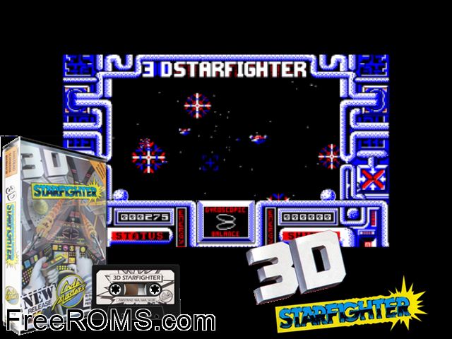3D Star Fighter (UK) (1987) Amstrad CPC game showing 3D box cover and gameplay screenshot