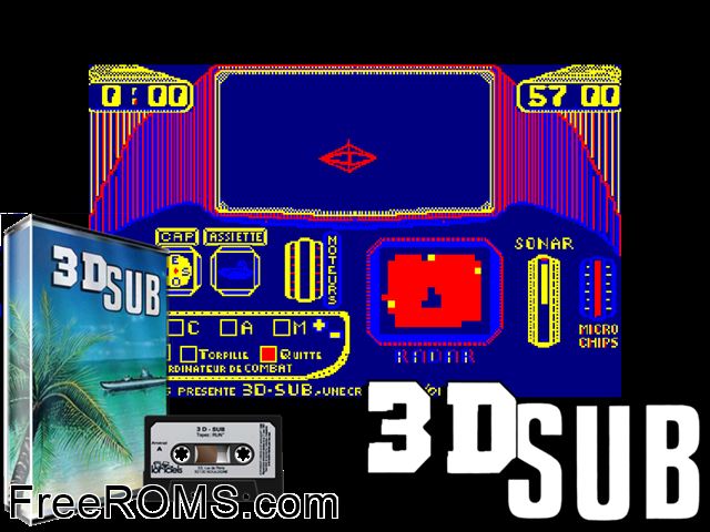 3D Sub (F) (19xx) Amstrad CPC game showing 3D box cover and gameplay screenshot
