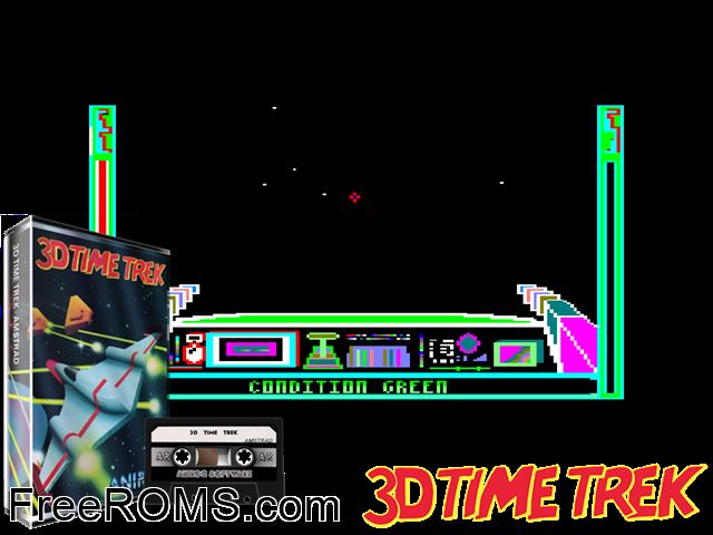 3D Time Trek (UK) (1985) Amstrad CPC game showing 3D box cover and gameplay screenshot