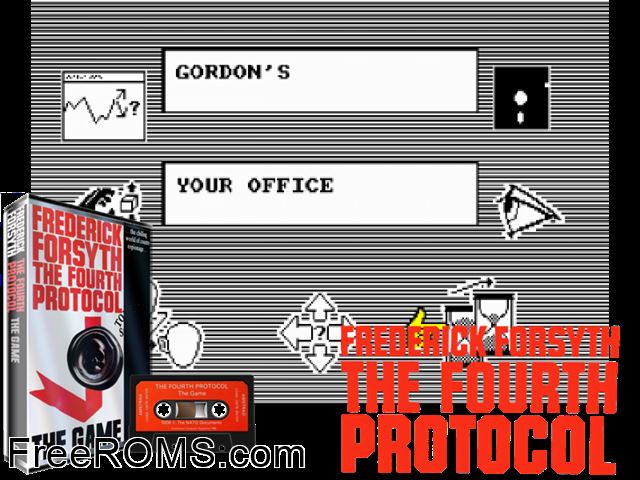 4th Protocol, The (UK) (1986) Amstrad CPC game showing 3D box cover and gameplay screenshot