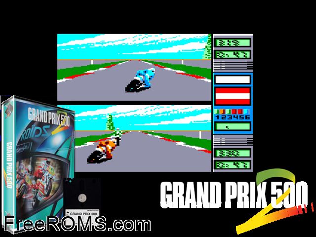 500cc Grand Prix 2 (UK) (1991) Amstrad CPC game showing 3D box cover and gameplay screenshot
