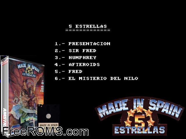 5 Estrellas (S) (19xx) (Disk 2 of 2) Amstrad CPC game showing 3D box cover and gameplay screenshot
