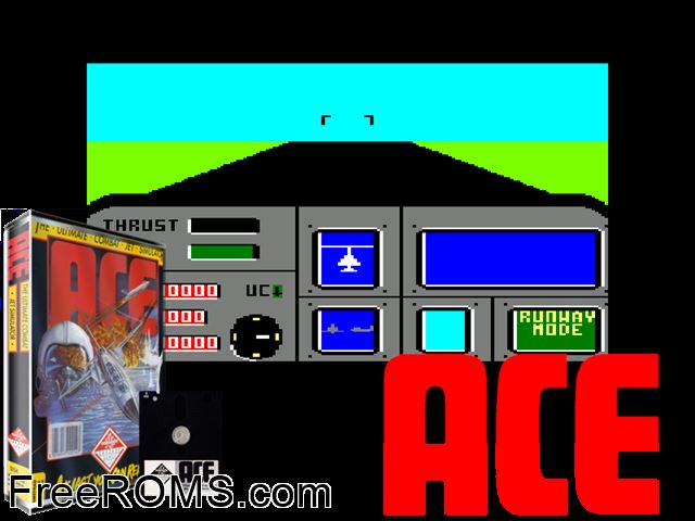 Ace (UK) (1987) Amstrad CPC game showing 3D box cover and gameplay screenshot