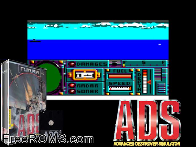 Advanced Destroyer Simulation (F) (1990) Amstrad CPC game showing 3D box cover and gameplay screenshot