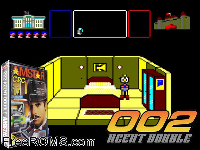Agent 1 (F) (1985) Amstrad CPC game showing 3D box cover and gameplay screenshot