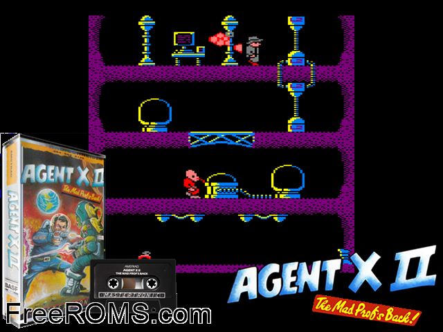Agent X II (UK) (1987) Amstrad CPC game showing 3D box cover and gameplay screenshot