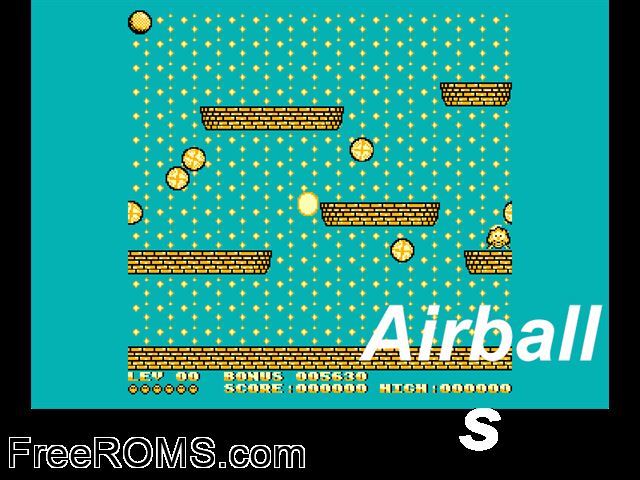 Airballs (UK) (1989) Amstrad CPC game showing 3D box cover and gameplay screenshot