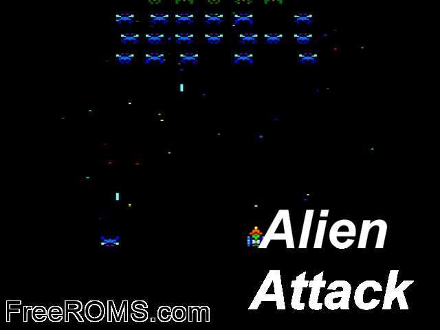 Alien Attack (UK) (1988) Amstrad CPC game showing 3D box cover and gameplay screenshot