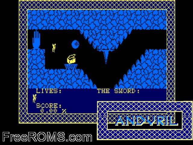 Anduril (G) (19xx) Amstrad CPC game showing 3D box cover and gameplay screenshot