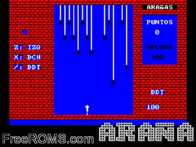 Arana (S) (1986) Amstrad CPC game showing 3D box cover and gameplay screenshot