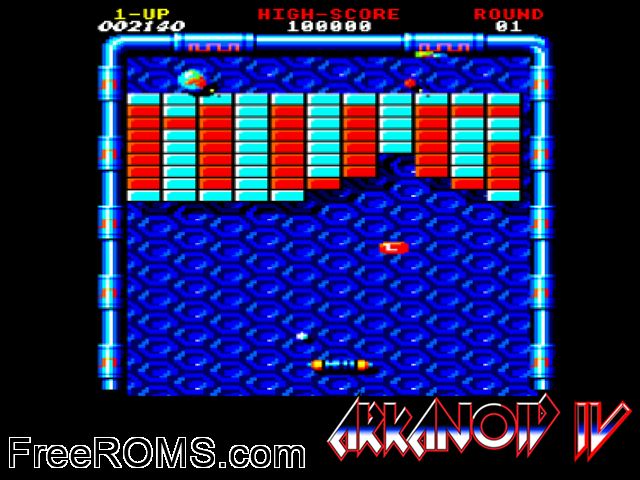 Arkanoid 4 (UK) (1988) Amstrad CPC game showing 3D box cover and gameplay screenshot
