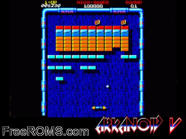 Arkanoid 5 (UK) (1988) Amstrad CPC game showing 3D box cover and gameplay screenshot