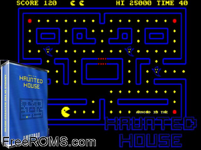 Arnold In The Haunted House (S) (1985) Amstrad CPC game showing 3D box cover and gameplay screenshot