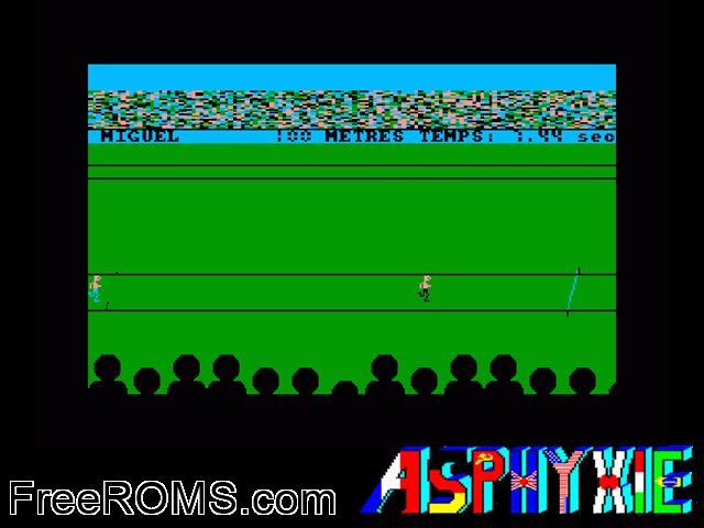 Asphyxie (F) (1985) Amstrad CPC game showing 3D box cover and gameplay screenshot