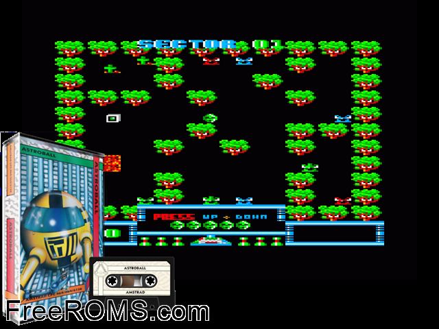 Astroball (UK) (1988) Amstrad CPC game showing 3D box cover and gameplay screenshot