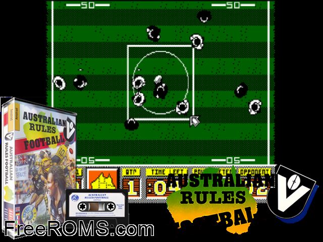 Australian Rules Football (UK) (1990) Amstrad CPC game showing 3D box cover and gameplay screenshot