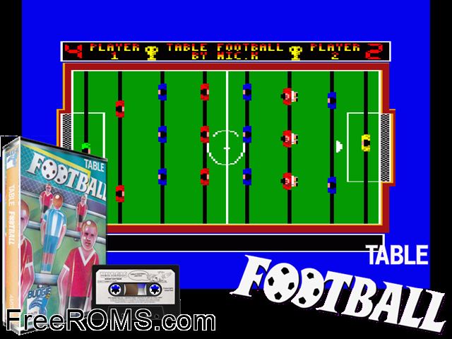 Baby Foot - Table Football (UK) (1986) Amstrad CPC game showing 3D box cover and gameplay screenshot