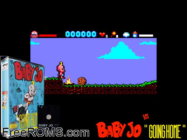 Baby Jo - Going Home (UK) (1991) Amstrad CPC game showing 3D box cover and gameplay screenshot