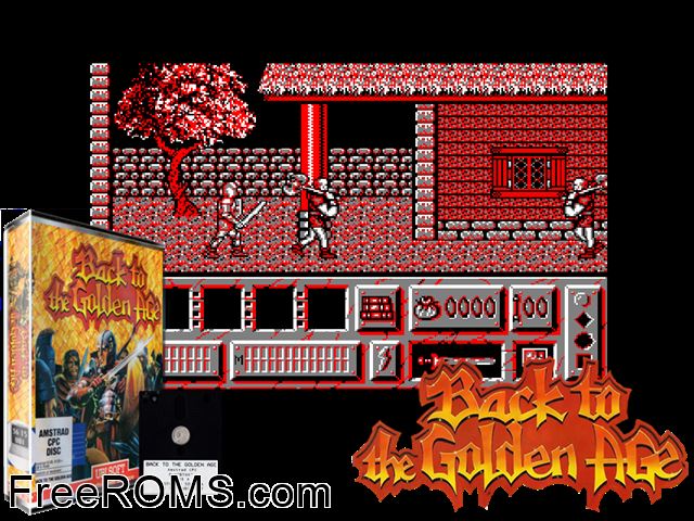 Back To The Golden Age (F) (1991) (Disk 2 of 2) Amstrad CPC game showing 3D box cover and gameplay screenshot