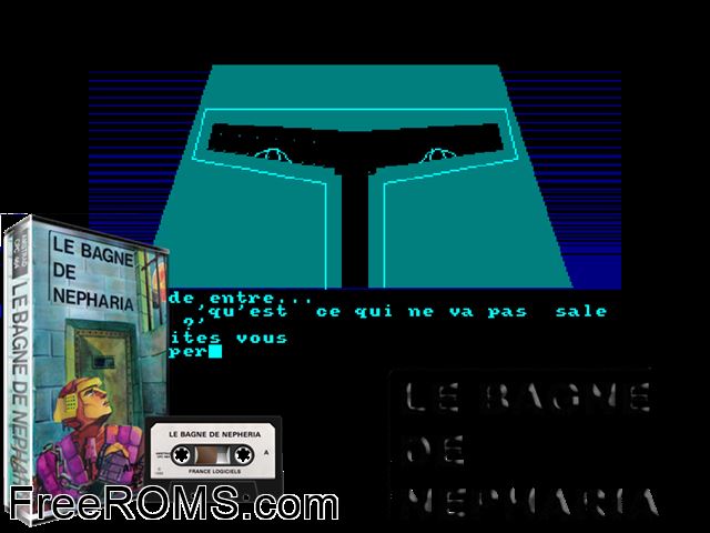 Bagne De Nepharia, Le (F) (1985) Amstrad CPC game showing 3D box cover and gameplay screenshot