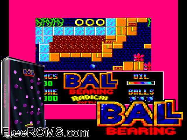 Ball Bearing (UK) (1993) Amstrad CPC game showing 3D box cover and gameplay screenshot