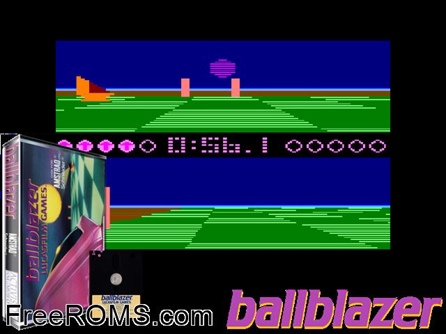 Ball Blazer (UK) (1986) Amstrad CPC game showing 3D box cover and gameplay screenshot
