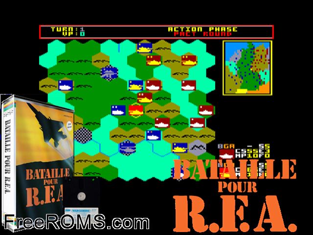 Bataille Pour La RFA - Battlefield Germany (F) (1987) Amstrad CPC game showing 3D box cover and gameplay screenshot