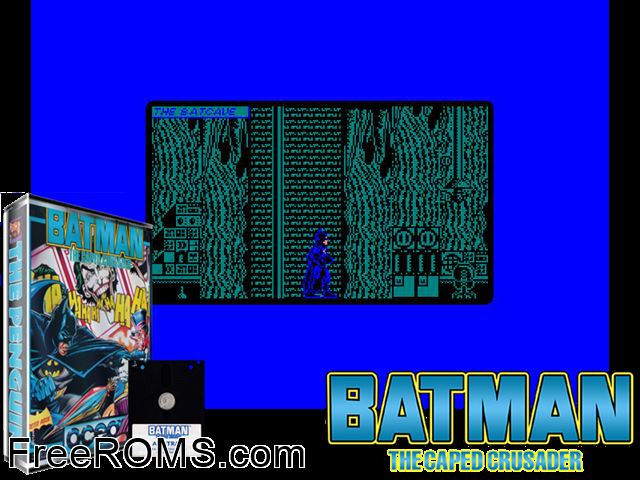 Batman Caped Crusader (UK) (1988) Amstrad CPC game showing 3D box cover and gameplay screenshot
