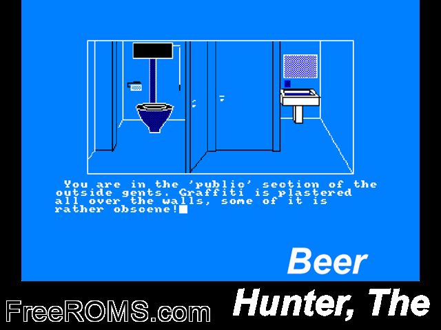 Beer Hunter, The (UK) (1987) Amstrad CPC game showing 3D box cover and gameplay screenshot