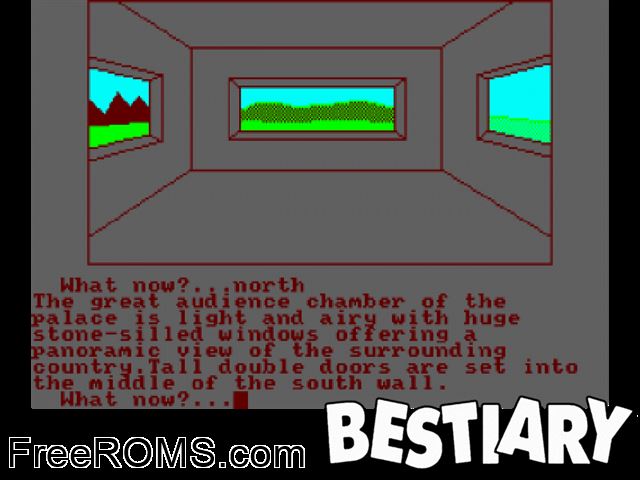Bestiary (UK) (1987) Amstrad CPC game showing 3D box cover and gameplay screenshot