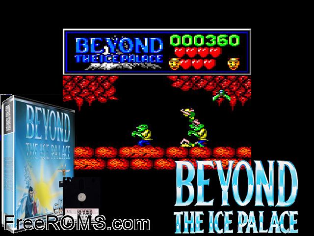 Beyond the Ice Palace (UK) (1988) Amstrad CPC game showing 3D box cover and gameplay screenshot