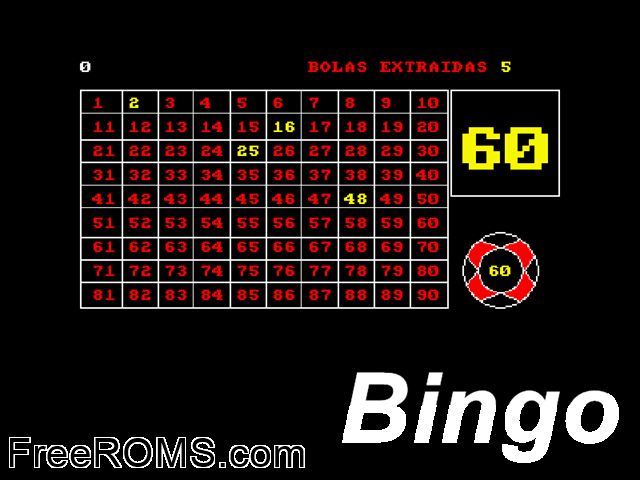 Bingo (S) (19xx) Amstrad CPC game showing 3D box cover and gameplay screenshot