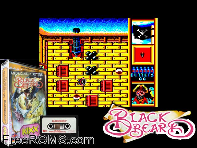 Black Beard (S) (1988) Amstrad CPC game showing 3D box cover and gameplay screenshot