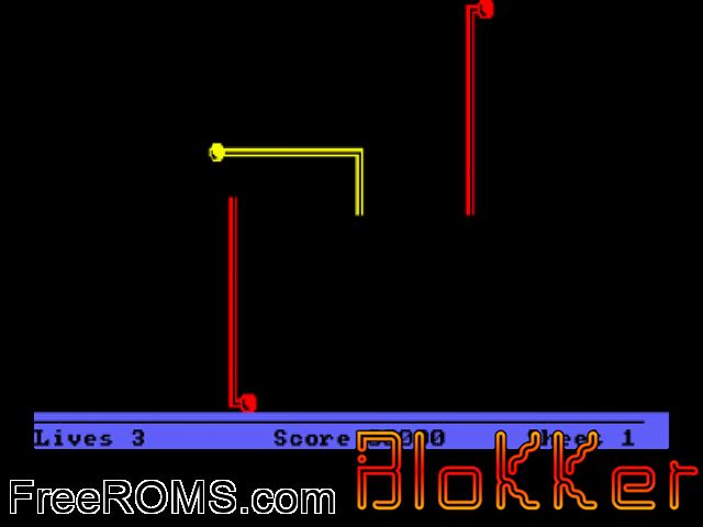 Blokker (UK) (1985) Amstrad CPC game showing 3D box cover and gameplay screenshot