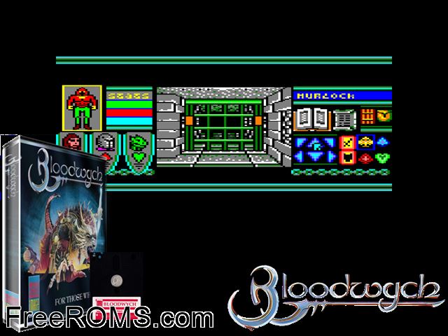Bloodwych (UK) (1990) Amstrad CPC game showing 3D box cover and gameplay screenshot