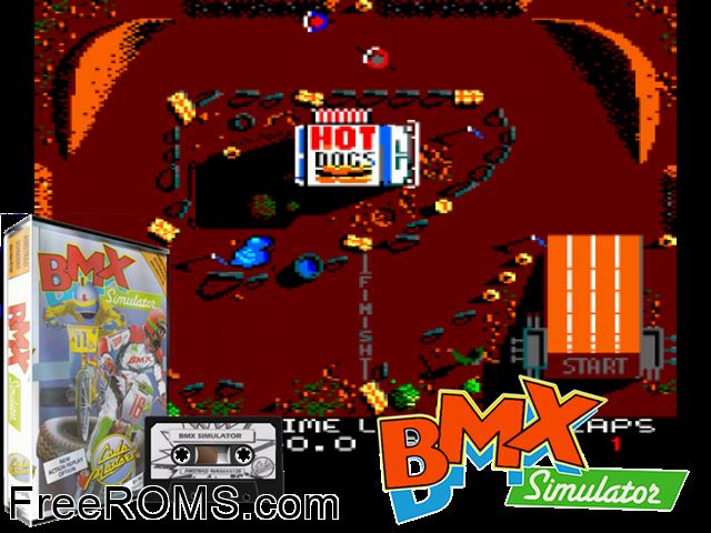 BMX Simulator (UK) (1987) Amstrad CPC game showing 3D box cover and gameplay screenshot