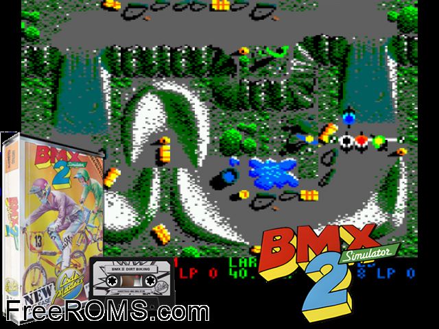 BMX Simulator 2 (UK) (19xx) Amstrad CPC game showing 3D box cover and gameplay screenshot