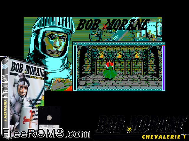 Bob Morane Chevalerie (F) (1987) Amstrad CPC game showing 3D box cover and gameplay screenshot