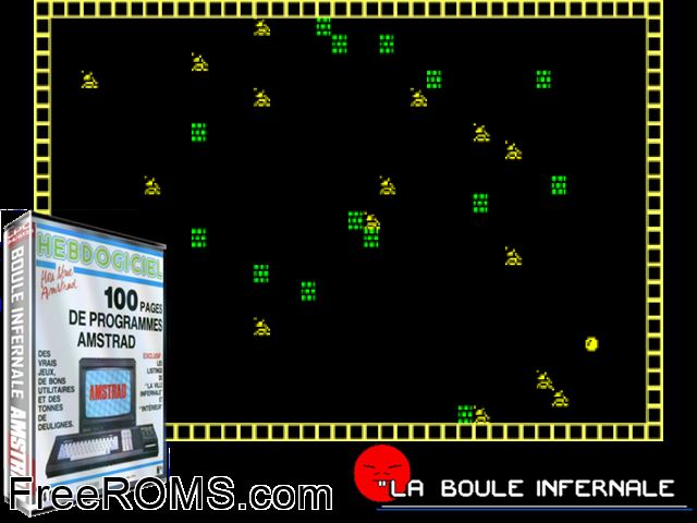Boule Infernale, La (F) (1985) Amstrad CPC game showing 3D box cover and gameplay screenshot