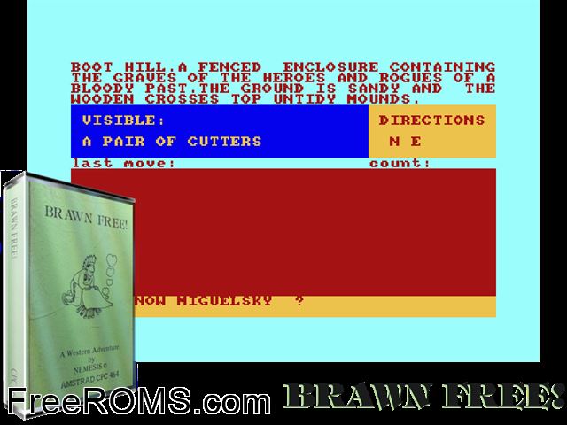 Brawn Free (UK) (19xx) Amstrad CPC game showing 3D box cover and gameplay screenshot