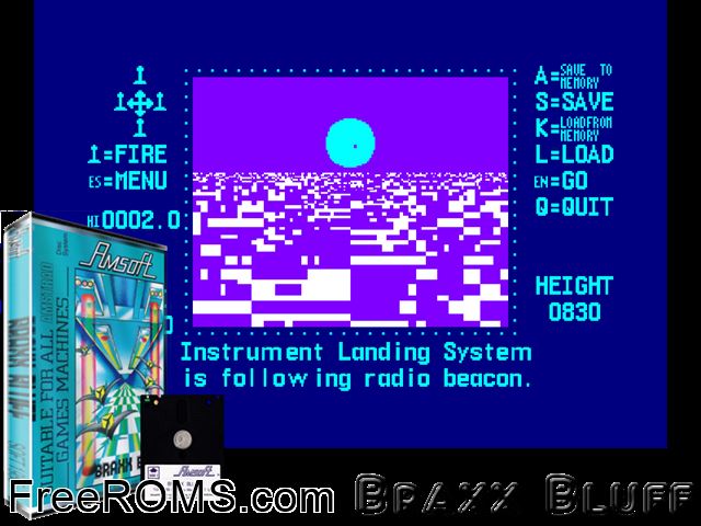 Braxx Bluff (UK) (1985) Amstrad CPC game showing 3D box cover and gameplay screenshot