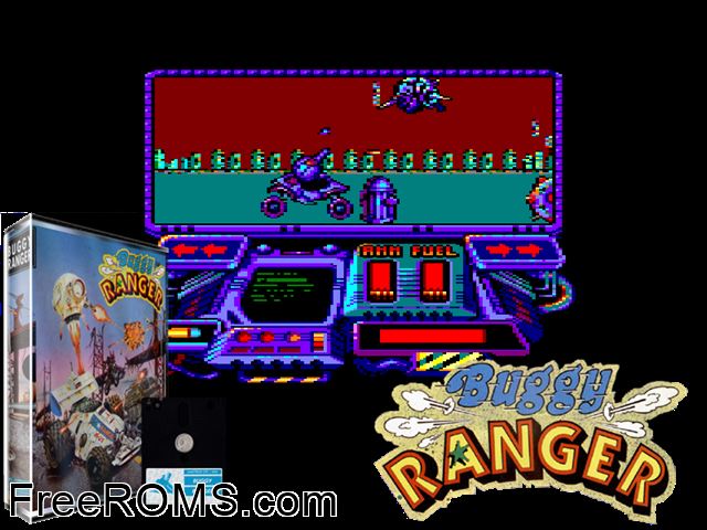 Buggy Ranger (S) (1990) Amstrad CPC game showing 3D box cover and gameplay screenshot