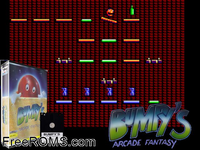 Bumpy's Arcade Fantasy (UK) (1992) Amstrad CPC game showing 3D box cover and gameplay screenshot